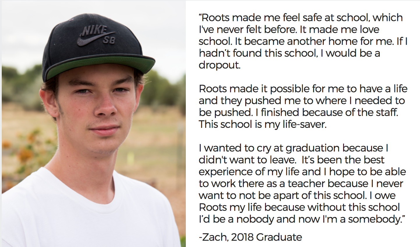 Graduate from Utahs Roots Charter high School shares how his experience at Roots will impact his whole life