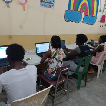 youth using donated laptops